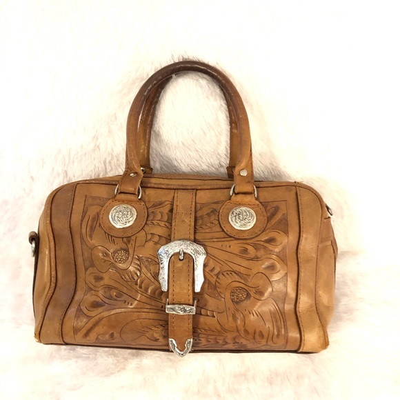 Force Ten Handbags - Vintage Force Ten Tooled Leather Bag